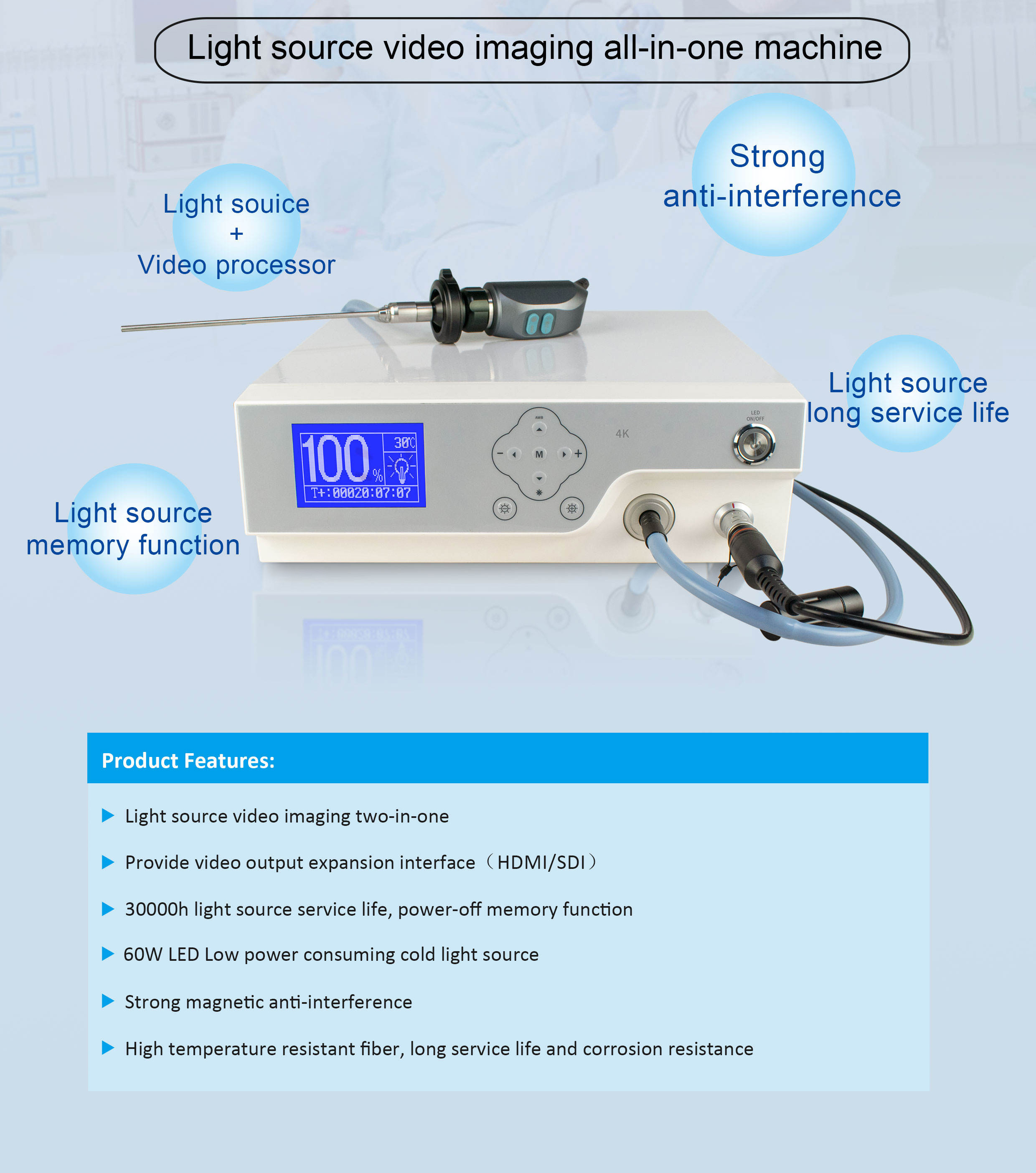 4K Ultra HD Led Light Source Medical Laparoscopic Endoscopy Camera System For Surgery Laparoscopy Arthroscopy Spine